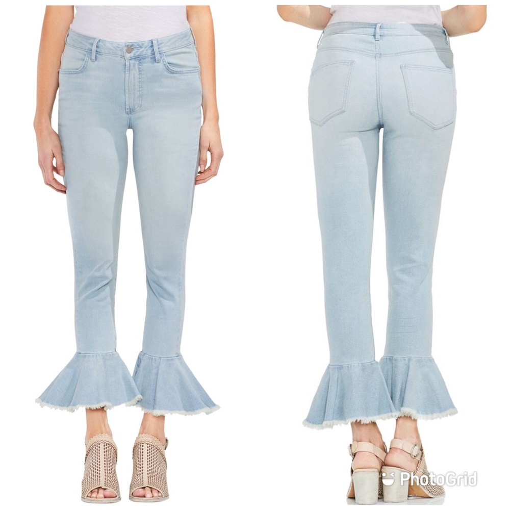 Vince Camuto Womens Flouce-Hem Flared Jeans